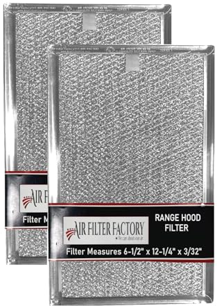 Air Filter Factory 6-1/2 x 12-1/4 x 3/32 Inches Range Hood Aluminum Grease Filters 2-Pack