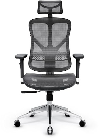 Diablo V-Basic Ergonomischer Bürostuhl Schreibtischstuhl mit Lendenstütze | Drehstuhl für Büro und Home Office mit 3D Armlehnen, verstellbarer Kopfstütze, Wippfunktion und integrierter Lordosenstütze