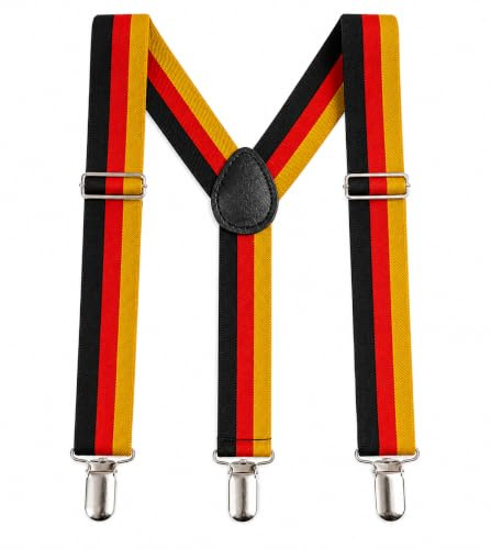 KarnevalsTeufel Deutschland Hosenträger Schwarz-Rot-Gold | Fanartikel für EM WM Fußball, Public Viewing, Verstellbar