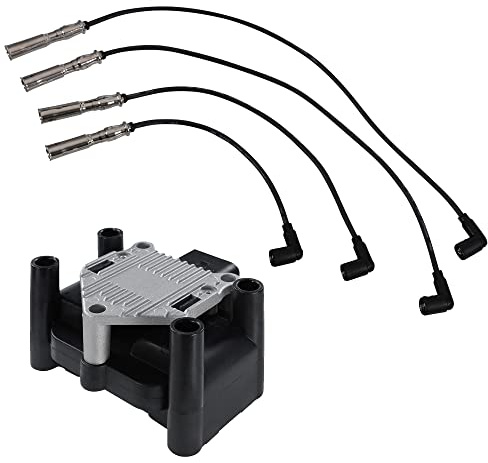 BESTPRICE ATP 1x Zündspule 4-polig Zündmodul + 4x Zündkabelsatz Zündleitung