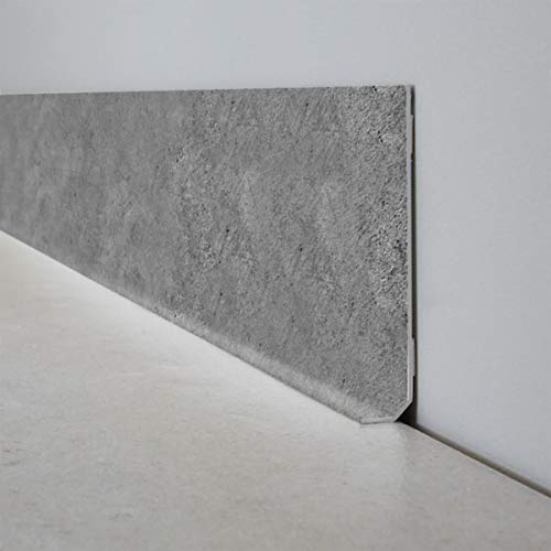 99 Déco - 10 Plinthes Murales PVC Adhésives Gris Effet Béton 100 x 8 cm - 1 Mètre Chacune (10 Mètres au Total) - Pose Facile sans Colle ni Perçage - Résistantes à l'Humidité - Made in France
