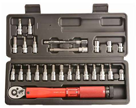 HIOD 2-24 Nm Clé Dynamométrique Lecteur 1/4 Pouce Kit de Réparation de Vélo Comprend Douille, Tige D'extension, Adaptateur D'entraînement de 3/8 Pouce, Clé Une Boîte de Rangement