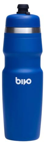 Bivo Duo 25oz Non Insulated Stainless Steel Bike Water Bottle - Lightweight for Cycling, Hiking, Sports - No Plastic Taste, Fits Most Cages, Dishwasher Safe - (True Blue)