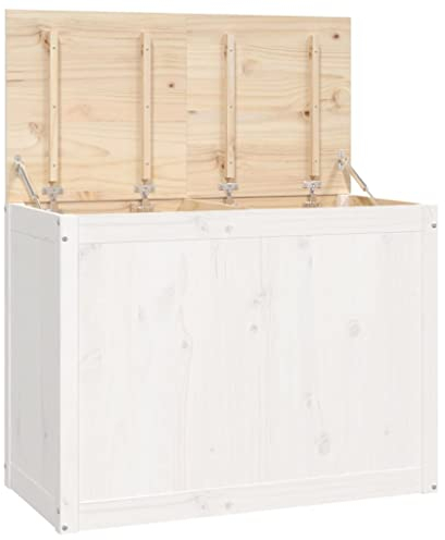 vidaXL Wäschetruhe Wäschekorb Wäschebox Wäschetonne Holztruhe Wäschebehälter Sammler Korb Box Wäschesack Weiß 88,5x44x66cm Massivholz Kiefer