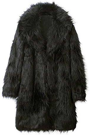 Fellmantel Herren Winter Kunstfell - Pelzmantel Herren Lang Winterjacke Plüsch Warm Pelzjacke Mantel Langarm Revers Faux Pelz Jacke Lässige Cardigan Felljacke Wintermantel Parka Kunstpelz Faux