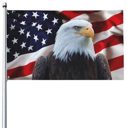 NIBABAEU 120 x 180 cm, bandiera decorativa per casa, bandiera americana americana con aquila calva selvaggia, decorazione per giardino e prato