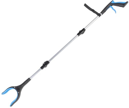 UTHCLO Recogedor De Basura Plegable De 3 Pliegues, Pinza De Agarre Ergonómica, Herramienta Recolectora Resistente Azul Para Limpieza Doméstica, Exterior y Personas Mayores