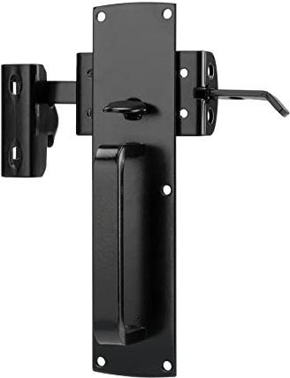 CHIJANE Thumb Gate Latch for Wooden Fence, Self Locking Fence Latch with Decorative Handle, Heavy Duty Door Latch Gate Lock Hardware Kit for Outdoor Garden, Pool, Metal Gate, Vinyl Fence, Black Finish