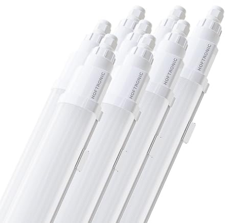 HOFTRONIC - Lot de 8 Q-Series - Réglette LED 120cm - IP65 étanche - 36W 4320 Lumen - 6500K Blanc Froid - IK08 - Connectable rapide - Pour Sous-sol, Garage, et l'entrepôt - Lampe Fluorescente