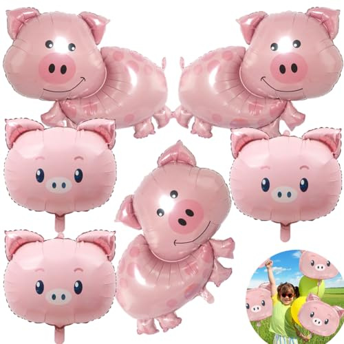 MEZHEN Globos de Cumpleaños Cerdo Cumpleaños Decoracion Rosa Globos para Fiesta Animales Globos Foil Fiesta de Cumpleaños Baby Shower
