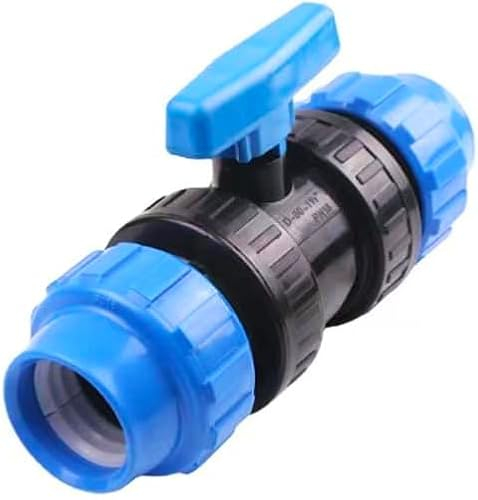 Kugelhahn für PE-Rohr, PP-Fitting, Wasserhahnanschluss, Kunststoff-Kugelhahn 2-Wege, Absperrschieber, Kugelventil, 20 mm (Blau)