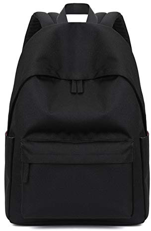 Acmebon Casual School Rucksäcke für Mädchen und Jungen reine Farbe Bookbag für Teenager Schwarz