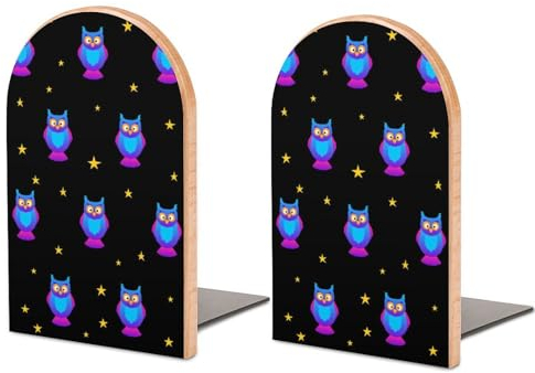 Buchstützen aus Holz, dekorative Halloween-Eule, Buchstützen für Regale, Buchstopper für Zuhause, Büro und Bibliothek, 2 Stück