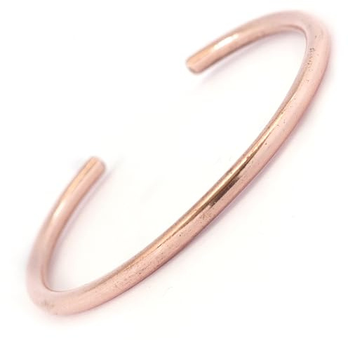 Generico Bracelet Rond Simple en Cuivre, Réglable Unisexe, Hippie Boho, Minimaliste, Fait à la Main au Népal