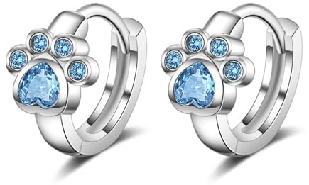 Kids Bijou boucles d'oreilles pour enfant patte de chien strass argent sterling 925, Boucles d'oreilles pour enfants - En argent sterling 925 - Pattes de chien - Boucles d'oreilles pour fille et chat