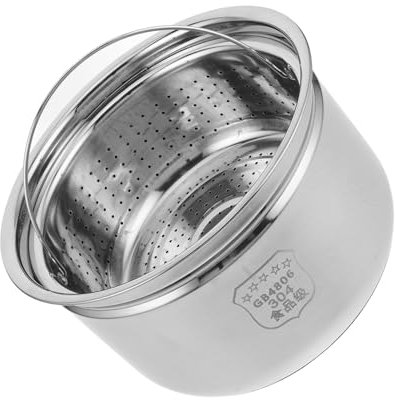 PRETYZOOM Pentola Interna in Acciaio Inox 304 Per Cuociriso Elettrico 4l Con Cestello e Vassoio Per Cottura a Vapore Separata, Ricambio Per Pentole Elettriche, Per Cucina Sana e Gestione Zuccheri