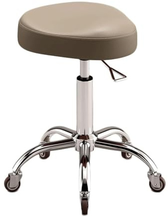 JAVPTAV Sadelpall ergonomisk sadelstol rullande sadelstol med hjul justerbar hydraulisk pall lätt att montera (beige)