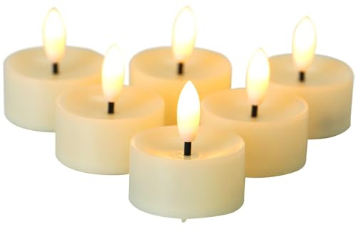 Ivory Battery Operated Flameless LED Tea Lights Tealight Candles 6 Pack