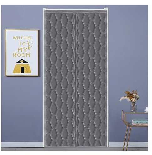 LSSHQ Thermo Vorhang Gegen Kälte Winter Verdickter Türvorhang Wasserdicht Winddicht Wärmeschutzvorhang Geeignet für Büro Wohnzimmer Winddicht und Warm Grau(1.1x2m)