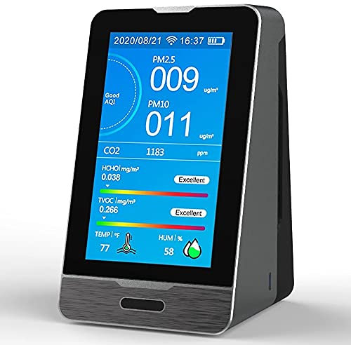 QINYUML Monitor De Dióxido De Carbono CO2, Medidor De Humedad Y Temperatura, Detector De Polvo PM2,5/10/1,0 Micrones, Comprobador De Contaminación, Monitor En Tiempo Real Las 24 Horas