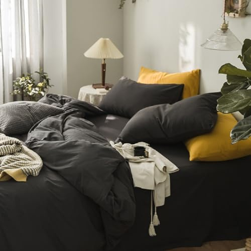 Charcoal Grey Duvet Cover King Jersey Knit Duvet Cover Set 100% T-Shirt Cotton Comforter Cover Solid Color Breathable Soft Comfy 3 Pieces Bedding Set Dark Grey Comforter Cover with Zipper Closure
