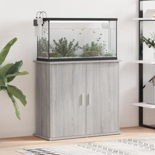 Gecheer Aquariumständer Grau Sonoma 81x36x73 cm Holzwerkstoff Aquarium Unterschrank Aquarienschrank/ 833629