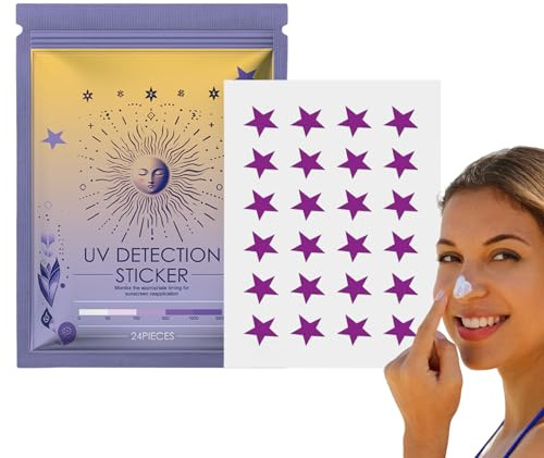 Humdcdy UV Detection Stickers - UV Protection Stickers for Body,Broad-Spectrum Face Sunblock Patches, Waterproof Personal Care Products for Daily Pool Beach Travel