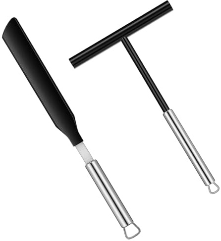 2PCS Crepe Spreader with Spatula Stainless Steel Crepe Tool, Crepe Pan Maker Batter Spreader Cake Turner Kitchen Utensils With Hanging Hole