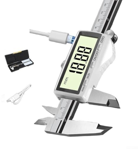 URPIZY Wiederaufladbarer Digitaler Messschieber Edelstahl USB-C Großes Display 0 01mm Präzision Langlebig 150mm 200mm 300mm Industrie Messgerät für professionelle Anwendungen(E)