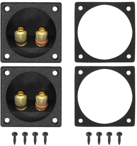 sourcing map 2Pcs 2 Inch Speaker Box Terminal Cups, 2-Way ABS Subwoofer Plug Connector Double Binding Posts Spring Loaded Jack for Car Stereo Speakers Wire Sub Box