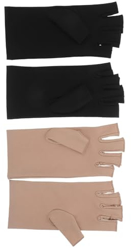 PLAFOPE 2pares Guantes de Belleza UV para Manicura Protección Solar Mitones sin Dedos para Uñas de Gel Uso Doméstico y Profesional