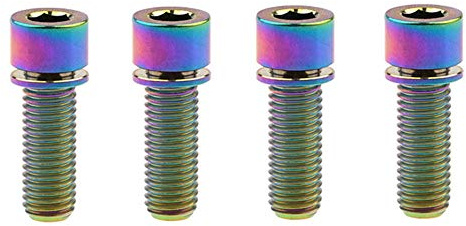 Titanschrauben M7x20mm und M7x25mm mit Innensechskant und Unterlegscheibe for Fahrradteile, 4er-Pack(Rainbow,M7x20mm)
