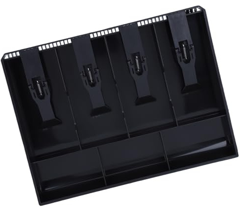 YDuupxe Vassoio per Inserti per Registratore di Cassa Organizzatore di Denaro 4 Scomparti per Banconote 3 Scomparti per Monete Vassoio di Ricambio in Plastica ABS con Clip per Banconote (BLACK)