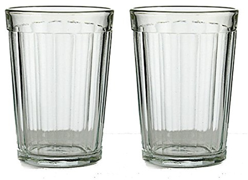 HOMEHUT Modern Design 20-facet Granyonyi Hot Tea Glass 8.5 Oz. fits Metal Holder Podstakannik, Vintage USSR Soviet Era Drinkware, Suitable for Hot & Cold Beverages, Break/Shatter Resistant Set of 2