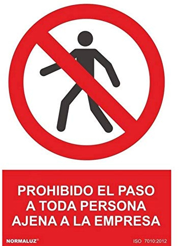 Prohibido el paso a toda persona ajena a la empresa, señal de prohibición SEKURECO
