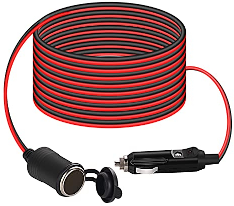 Thlevel 4 Meter kfz Verlängerungskabel Zigarettenanzünder Buchse Stecker Ladegerät Adapter Auto Wasserdicht 20AWG Kabel mit Sicherung für 10A 12V-24V Strom LKW Lieferwagen Wohnmobil Geräte