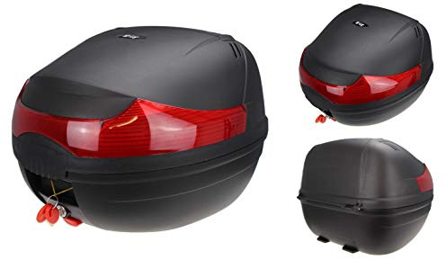 BOLT Motorbike Luggage TOP Box 33 Litre Motorcycle Scooter Cruise Luggage Storage Touring Sports Universal Rear Back Fit Top Box Case (Black,One)
