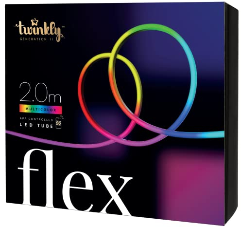 Twinkly Flex 2m, LED-Schlauch Multicolor, Flexibel und Kompatibel mit Alexa und Google Home, Gaming-Lichter, Über 16 Mio. Farben, Stromversorgung über USB-C, App-Steuerung, Weißes Kabel