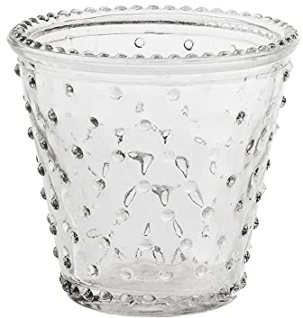 matches21 – Maceta de cristal cónica con botones y perlas de cristal, transparente, 1 unidad, 10 x 13 cm de diámetro