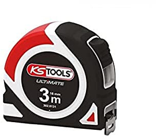 KS Tools - 302.0131 - Mètre ruban - Mètre ruban 3m - 3x16 mm - Fabriqué en bi-matière - Enrouleur et arrêt automatique - Ruban laqué blanc