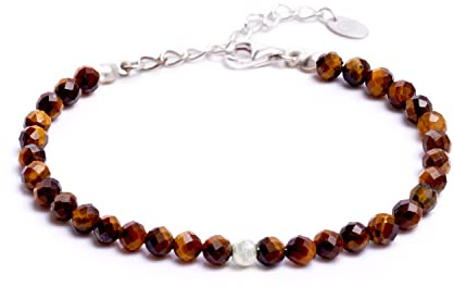 BERGERLIN Naturstein Perlenarmband Damen Herren, Silber/Gold | Naturstein Armband Damen & Herren: Armband Gold/Silber mit echten Heilsteinen – vom deutschen Prüflabor bestätigt.
