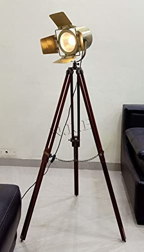 Lámpara de pie de trípode vintage proyector reflector luz de pie para estudio, sala de estudio y oficina