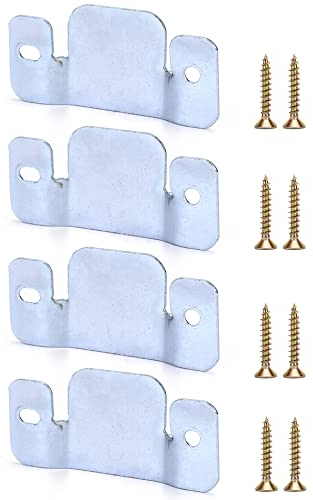 QWORK® 4 Pzs Connettore Giunto per Mobili Divano Componibile, Staffa Gancio a Incastro in Ferro Zincato con Viti (96 x 46 mm)