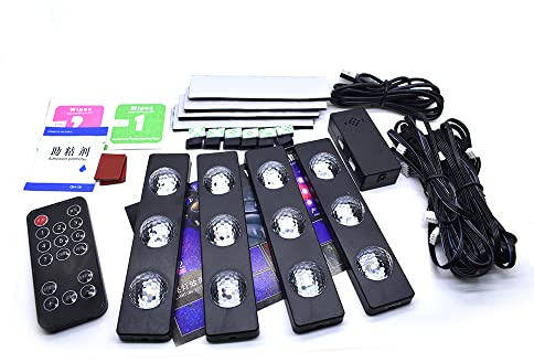 Tiardey Auto-Innenraum-Lichter, Sternenprojektor-Lichter, Fernbedienung, aktives Ambiente-Lampe für Auto-Teppich-Lichter – Bunte Lichter