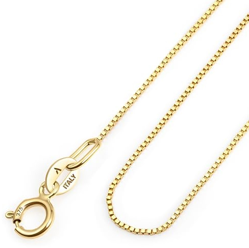 Amberta Allure Cadena para Mujer en Oro Amarillo de 9 Quilates: Cadena Veneziana 0.5 mm - 36 cm