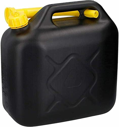 10 Litre Black Plastic Jerry Can with Spout Petrol Diesel Fuel Oil Bottle Container