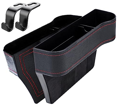 Norhogo 2 Pack Car Seat Gap Organizer, PU Leather car tidy organiser front seat, car seat gap filler organiser, car gap storage, car seat pocket organiser for Wallet, Cellphones, Keys, Cards-Black