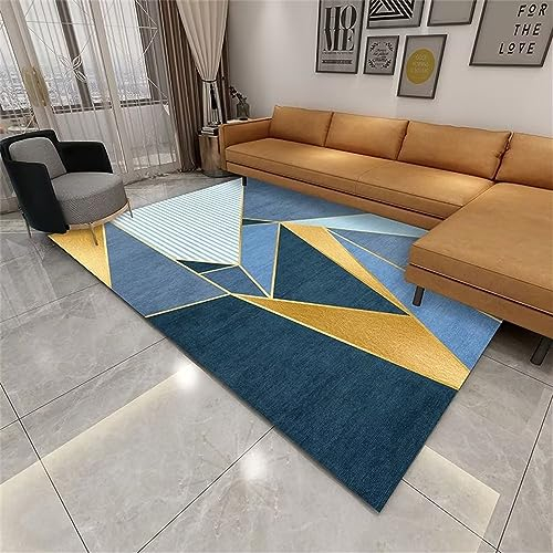 RUGMRZ Teppich Babyzimmer Geometrisch weiche und rutschfeste Linien Balkon Teppich wasserfest blau büro Teppich Kamin deko Teppich babyzimmer deko mädchenzimmer200x274CM