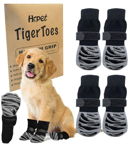 Anti-Rutsch-Socken für Hunde, Socken für Gehwege, warm/kalt, Pfotenschutz gegen Lecken und Rutschen, ideal für Hund Paw Schutz (S)