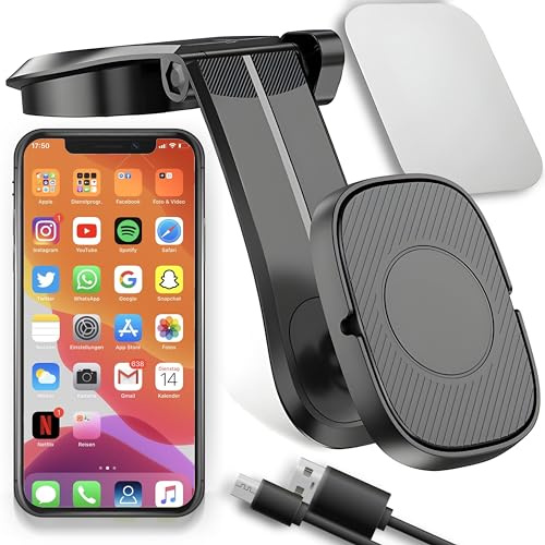 Retoo Mobilhållare bil mobiltelefonhållare universal vindruta instrumentbräda magnetisk för smartphone Android bilhållare biltillbehör sugkopp svart